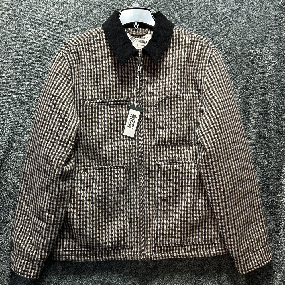 Alpine Design Mens Size M Eldridge Plaid Wool Full Zip Jacket